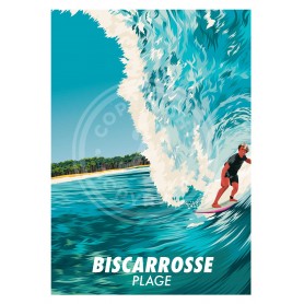 Affiche de Biscarrosse Surfeur - 30x40 cm