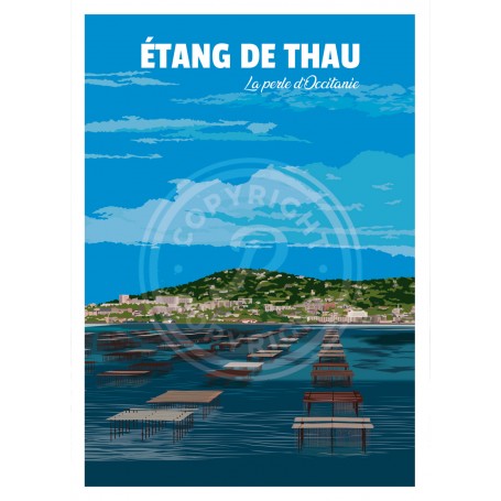 Affiche de l'étang de Thau - 50x70 cm