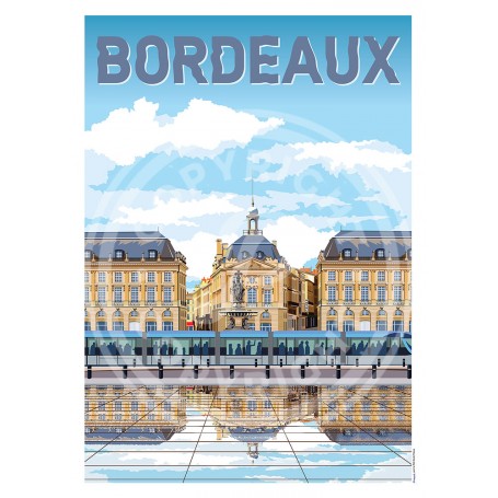 Affiche de Bordeaux - place de la Bourse - 30x40 cm