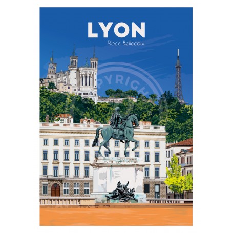 Affiche de Lyon - Place Bellecour - 30x40 cm