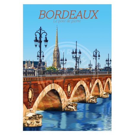 Affiche de Bordeaux - le Pont de Pierre - 50x70 cm